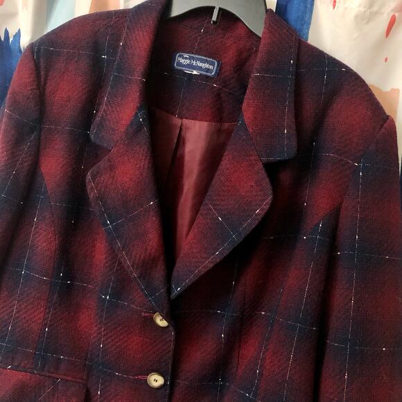 Maggie McNaughton Vintage Red, Blue, and Silver Suit Jacket Blazer - Picture 2 of 14